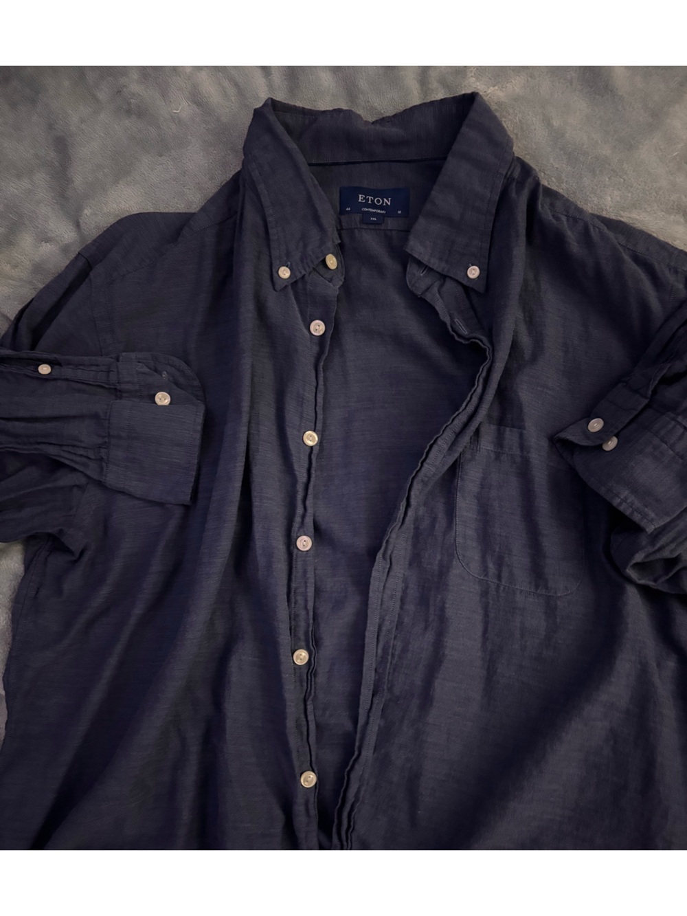Eton Dark Navy Long-Sleeve Button-Down Shirt